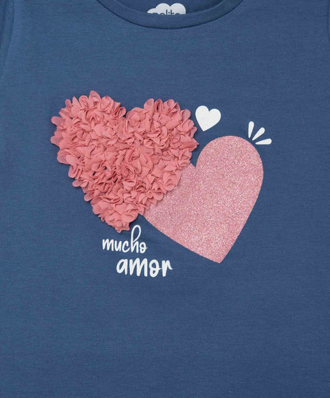 Camiseta Manga Corta Para Bebe Niña En Licra Color Azul Navy