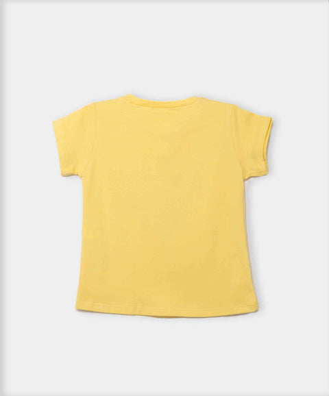 Camiseta Manga Corta Para Bebe Niña En Licra Color Amarillo