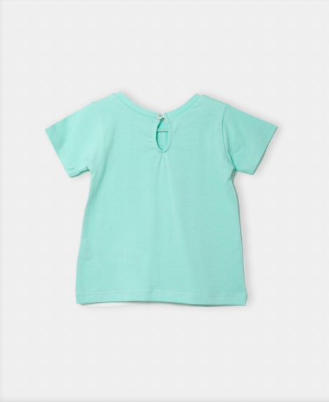 Camiseta Manga Corta Para Recién Nacida En Licra Color Verde Agua