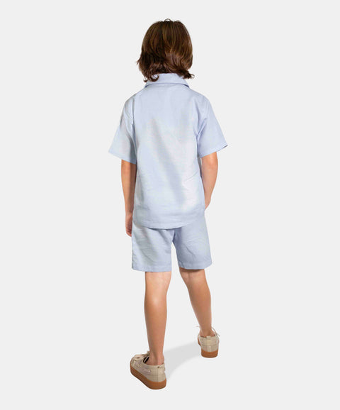 Conjunto De Camisa Y Bermuda Para Niño En Algodón Color Azul