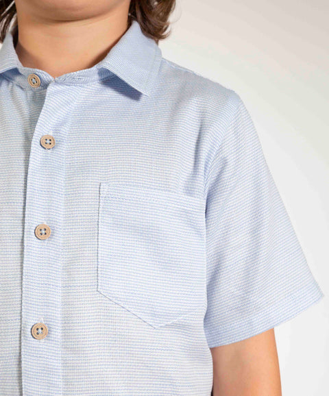 Conjunto De Camisa Y Bermuda Para Niño En Algodón Color Azul