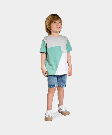 Camiseta Manga Corta Para Bebe Niño En Tela Suave Color Verde Jade