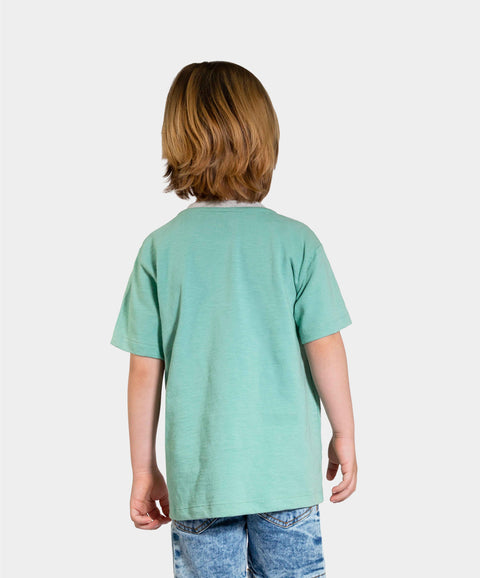 Camiseta Manga Corta Para Bebe Niño En Tela Suave Color Verde Jade