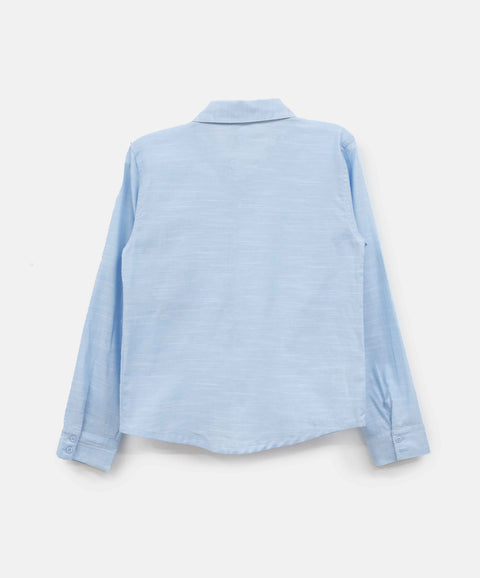Camisa Manga Larga Para Niño En Tela Suave Color Azul Claro