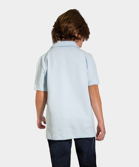Camiseta Tipo Polo Niño En Algodón Color Azul Claro