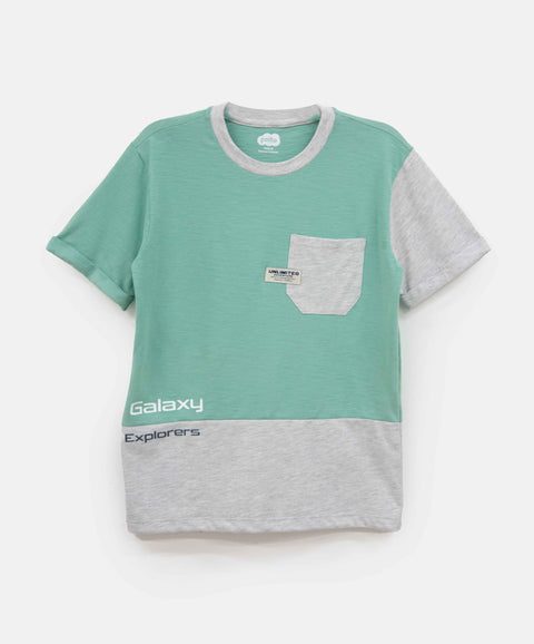 Camiseta Manga Corta Para Niño En Tela Suave Color Verde Jade