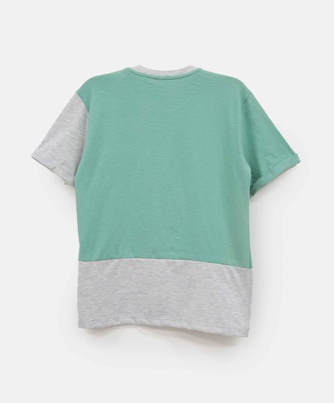 Camiseta Manga Corta Para Niño En Tela Suave Color Verde Jade