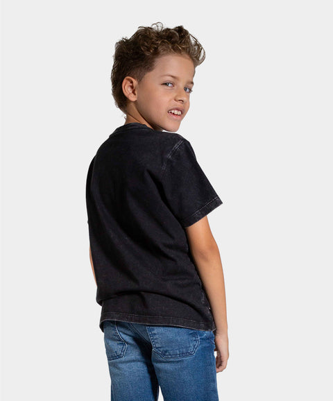 Camiseta Manga Corta Para Niño En Tela Suave Color Negro