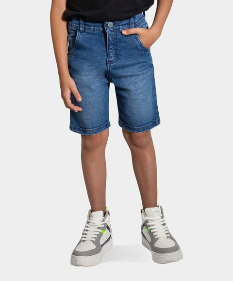 Bermuda Para Niño En Denim Tono Oscuro