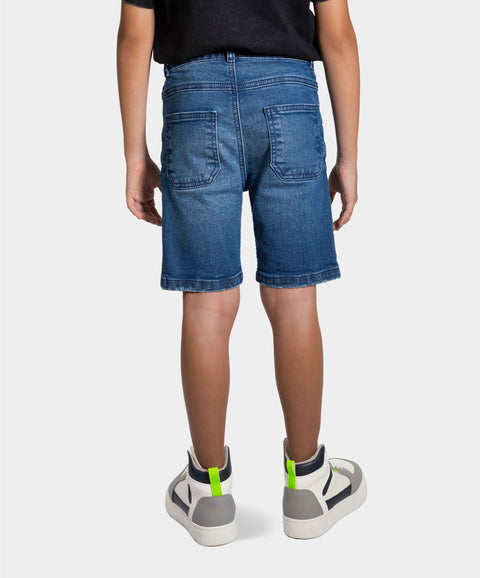 Bermuda Para Niño En Denim Tono Oscuro
