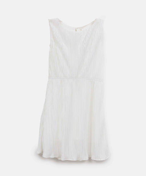 Vestido Corto Para Niña En Satín Color Marfil
