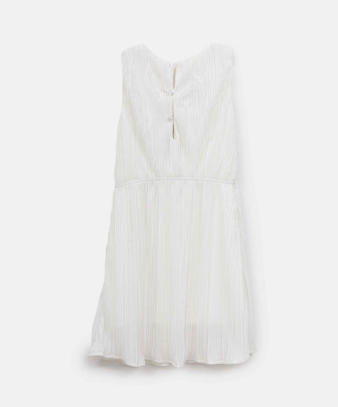 Vestido Corto Para Niña En Satín Color Marfil