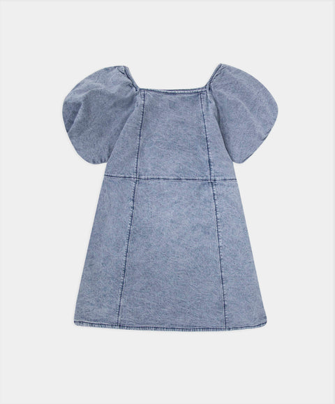 Vestido Corto Para Niña En Índigo Tono Medio