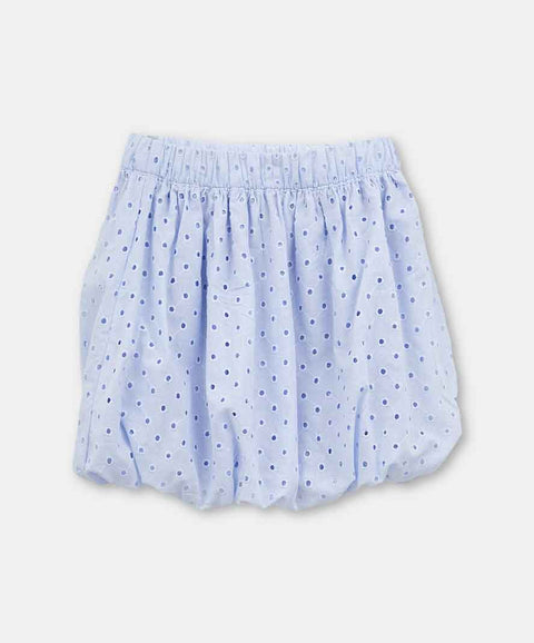 Conjunto Blusa Y Falda Para Niña En Ojalillo Color Azul Claro