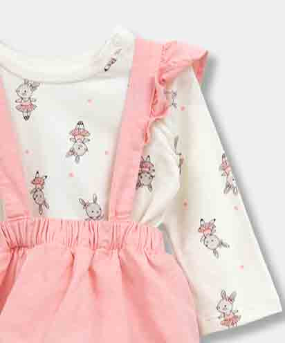 Conjunto Falda Y Body Para Recién Nacida Color Coral