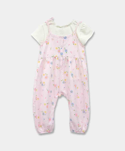 Conjunto Camiseta Y Mameluco Para Recién Nacida Color Rosado Claro