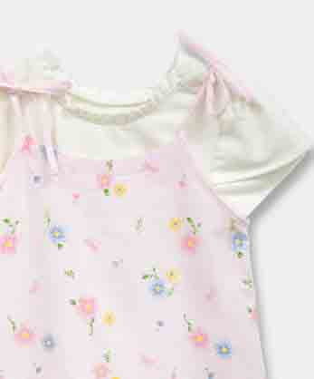 Conjunto Camiseta Y Mameluco Para Recién Nacida Color Rosado Claro