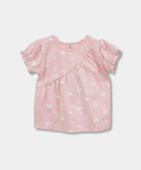 Camiseta Manga Corta Para Recién Nacida En Licra Color Rosado