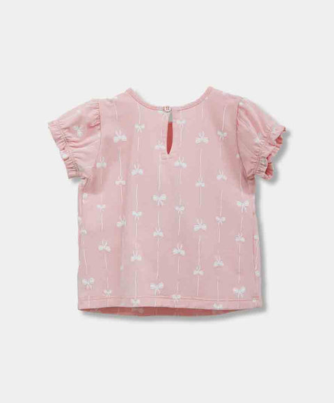 Camiseta Manga Corta Para Recién Nacida En Licra Color Rosado