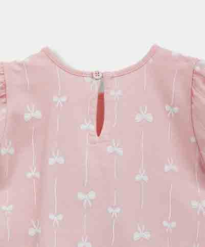 Camiseta Manga Corta Para Recién Nacida En Licra Color Rosado