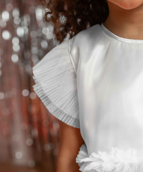 Vestido Para Bebé Niña Con Tull Color Blanco