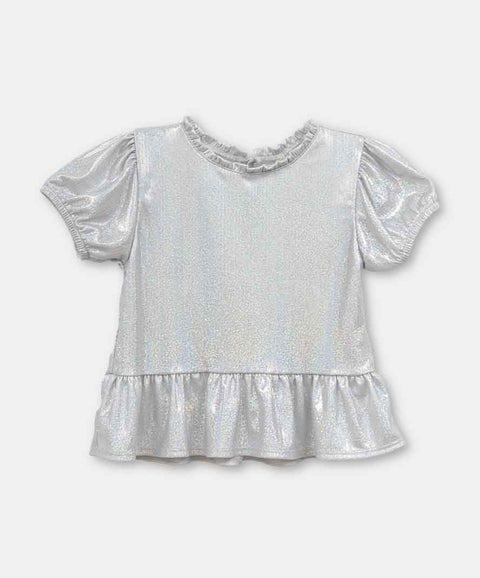 Blusa Manga Corta Para Bebe Niña Color Plateado