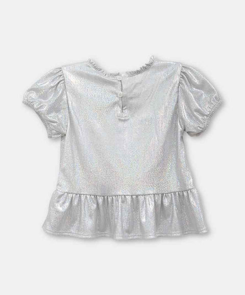 Blusa Manga Corta Para Bebe Niña Color Plateado