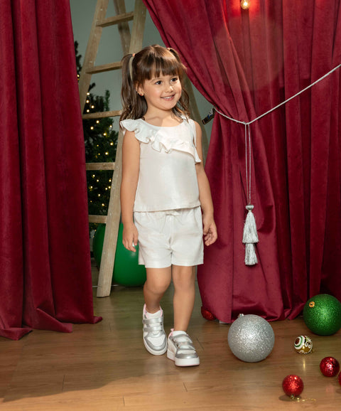 Conjunto Blusa Y Short Para Bebé Niña Color Marfil