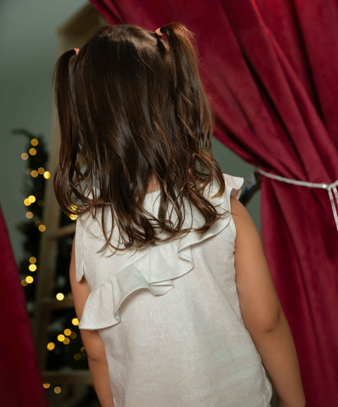 Conjunto Blusa Y Short Para Bebé Niña Color Marfil