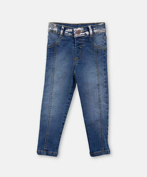 Jean Slim Para Bebé Niña En Denim Tono Medio