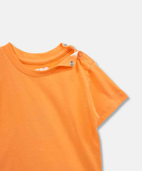 Conjunto Camiseta Y Overol Para Recién Nacido Color Kaki Y Naranja