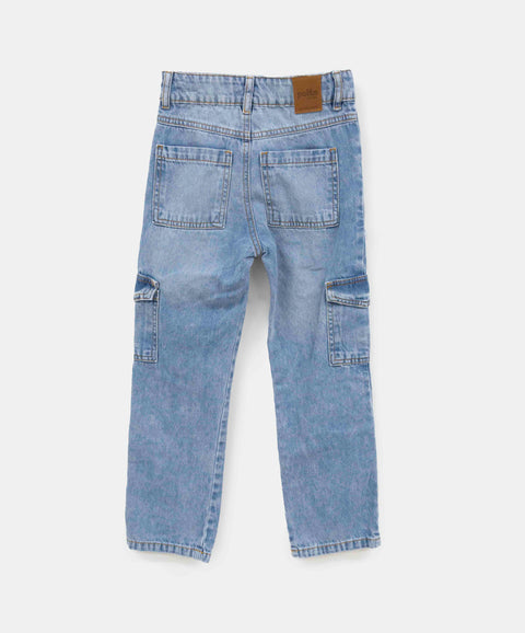 Jean Wide Leg Para Niña En Denim Tono Medio Claro