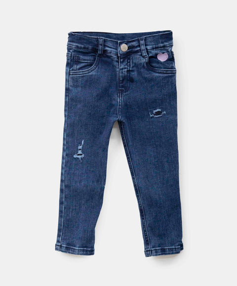 Jean Slim Para Bebé Niña En Denim Tono Medio Oscuro