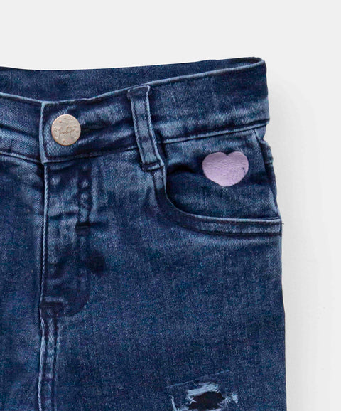 Jean Slim Para Bebé Niña En Denim Tono Medio Oscuro