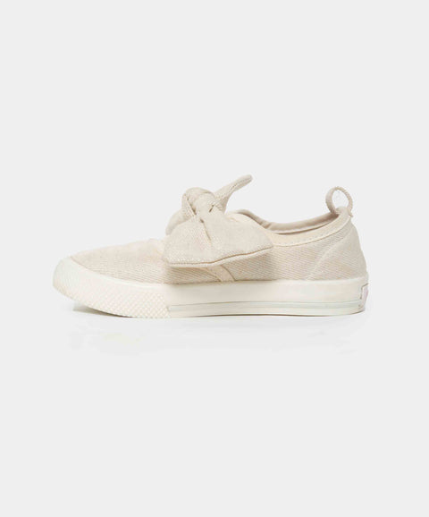 Tenis Mocasín Para Bebe Niña En Tela Color Marfil