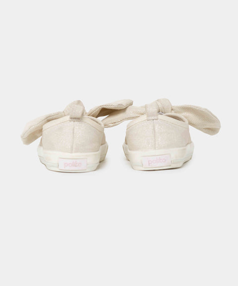 Tenis Mocasín Para Bebe Niña En Tela Color Marfil