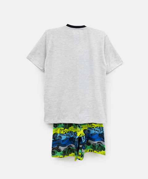 Pijama Manga Corta Y Short Para Niño En Tela Suave Color Blanco Jasped