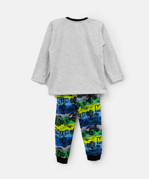 Pijama Manga Larga Y Short Para Niño En Tela Suave Color Blanco Jasped