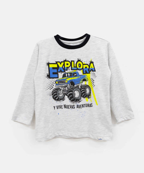 Pijama Manga Larga Y Short Para Niño En Tela Suave Color Blanco Jasped