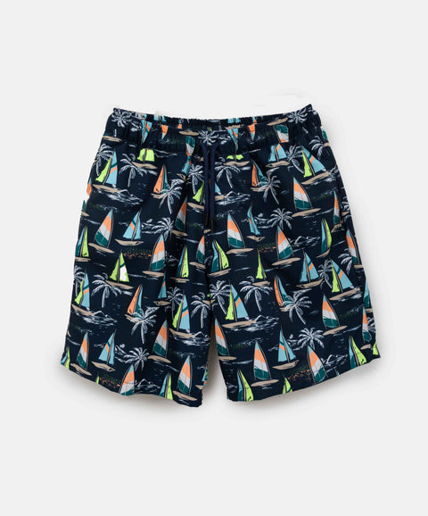 Bermuda De Playa Para Niño Color Azul Navy Estampado