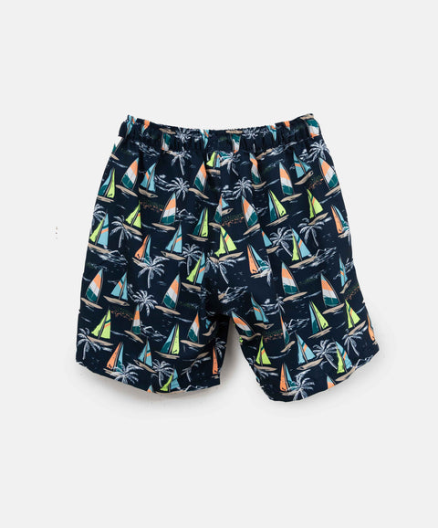 Bermuda De Playa Para Niño Color Azul Navy Estampado