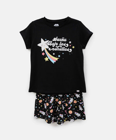 Pijama Que Alumbra Para Niña Color Negro