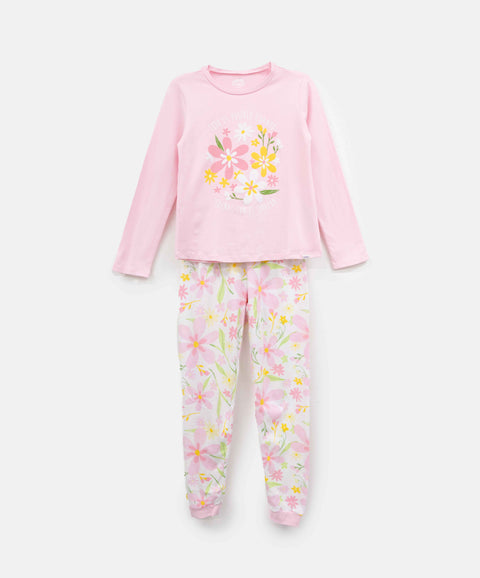 Pijama Manga Larga Y Pantalón Para Niña En Tela Suave Color Rosado