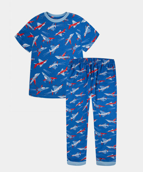 Pijama Camiseta Manga Corta Y Pantalón Para Bebé Niño Color Azul