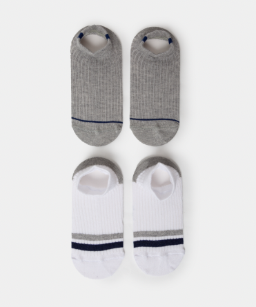 Medias Tobillera X 2 Para Niño En Algodón Color Gris Y Blanco