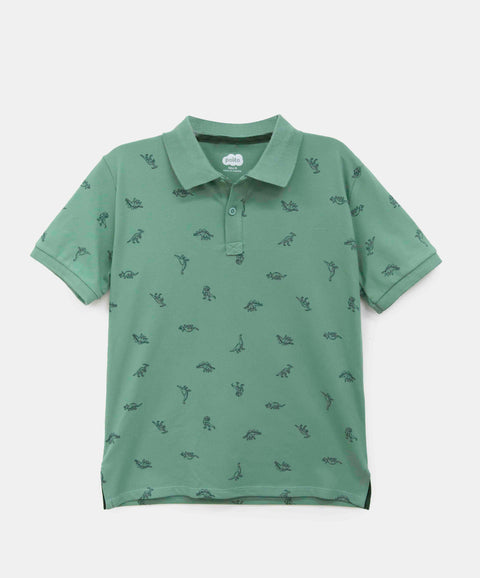 Camiseta Tipo Polo Niño En Algodón Color Verde Oliva