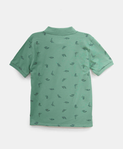 Camiseta Tipo Polo Niño En Algodón Color Verde Oliva