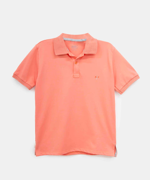 Camiseta Tipo Polo Niño En Algodón Color Naranja