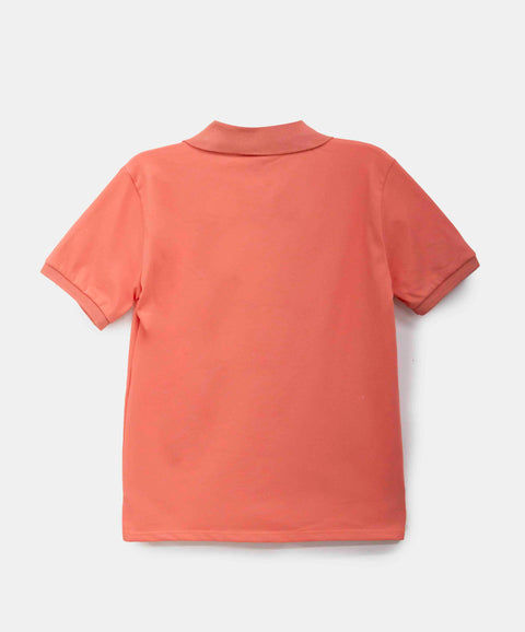 Camiseta Tipo Polo Niño En Algodón Color Naranja