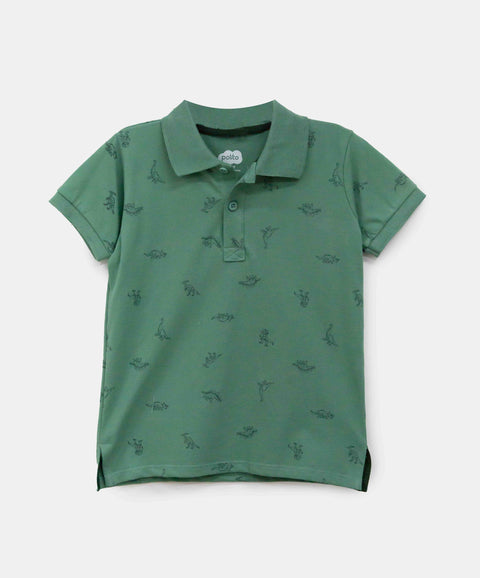 Camiseta Tipo Polo Para Bebé Niño En Algodón Color Verde Oliva